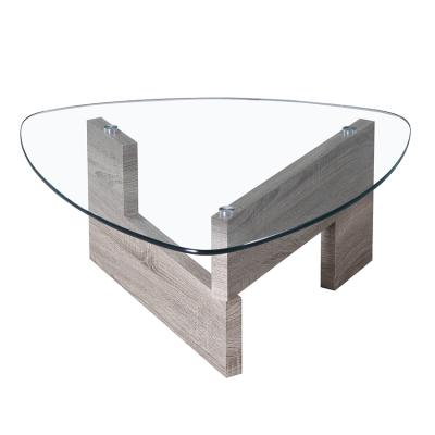 China Practical& cheap solid wood coffee table rotating glass tea table for sale