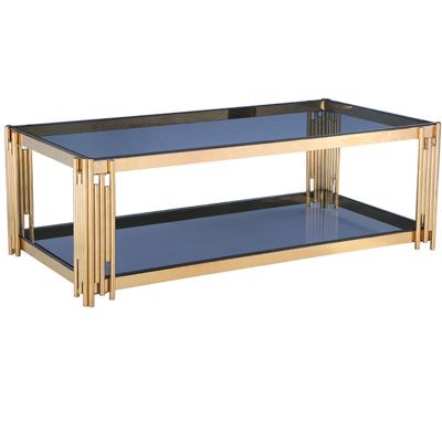 China Practical& cheap coffee table stainless glass coffee table and chair indoor gold for sale