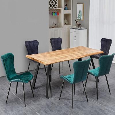 China Practical& Cheap S Shape Irregular Metal Tube Powder Coating MDF Design Dining Table Wood Table Top for sale