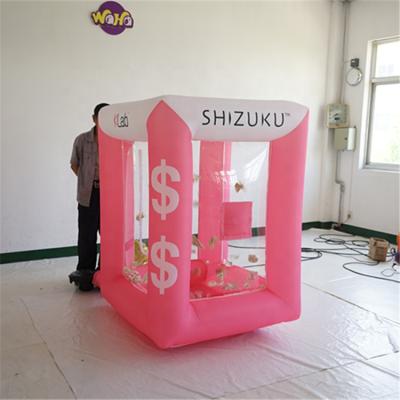 China Promotion Catch Booth Money Booth Piggy Bank Inflatable Inflatable Cash Money Grabber Cube Machine for sale