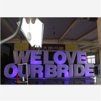 China Promotion Customized Giant Inflatable Led Balloon Wedding Decoration Item Inflatable Letter With Led Light for sale