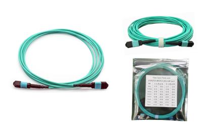 China OM3 8F MPO MTP Female to MPO MTP Female Aqua MPO fiber Type A for sale