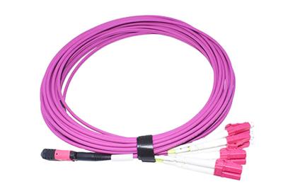 China Female Multi Mode MPO MTP Cable Polarity B OM4 MTP Cable With Magenta for sale