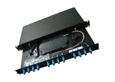 China Rack Mounted Fiber Optic Patch Panel Enclosure With 12 SC Adapter And Pigtail for sale