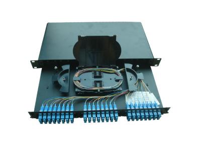 China Rack Mounted Fiber Optic Patch Panel 24 Port SC Duplex Adapters for sale