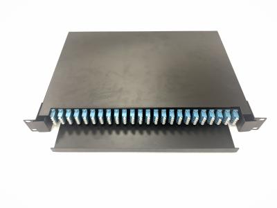 China 24 Port 96 Cores Rack Mounted 1U Optical Fiber Patch Panel ODF Full Loaded LC UPC Quad for sale