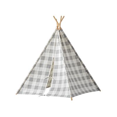 China Toy Safety Standards Outdoor Indoor Wooden Sticks Cotton Canvas Baby Teepee Foldable Camping Tent for Kids for sale