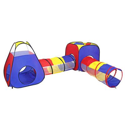 China Sports Play 4 in 1 Crawl Tunnel and Ball Pit Pop Up Playhouse Tent with 4pc Basketball Hoop Kids Play Tent Sets for sale