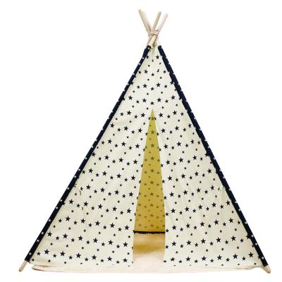 China Toy Tent Cotton Canvas Kids Indoor Foldable Playhouse Kids Teepee Tent Toy Safety Standards Low MOQ for sale