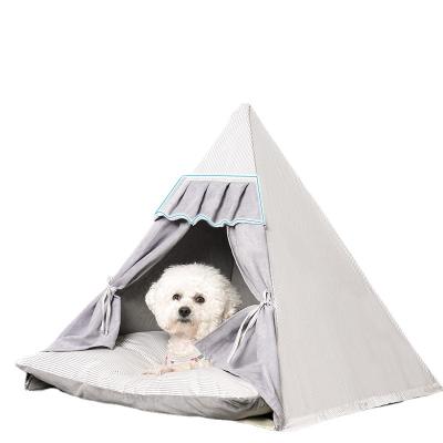 China NEW Hot Selling Breathable Pampers Supplies Foldable Pine Pole Soft Warm Comfortable Pet Teepee Dog Tent With Cushion High Quality for sale