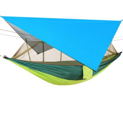 China Promotion 260*140 Adult Blue Flying Tarp Mosquito Net Double Function New Camping Waterproof Top Selling Cloth Nylon Parachute Hammock for sale