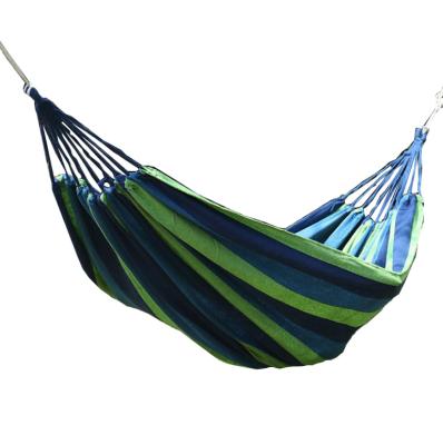 China Beautiful Modern Beach Green Rainbow Striped 280*80cm Jacquard Striped Rope Canvas Portable Camping Hammock for sale