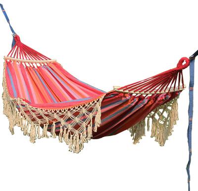 China Modern Portable Colorful Macrame Swing Macrame Rainbow Boho Hanging Camping Tassels Fringe Travel Cotton Rope Hammock for sale