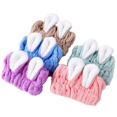 China 2021Wholesale Durable Microfiber Hair Drying Towel Safe Cute Quick Wrap Safe For Kids With Animail Ears for sale