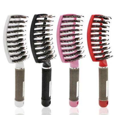 China Wave Cushion Customized Hair Brush Natural Boar Bristle Duct Brush Detangling Professional Hair Brush for sale