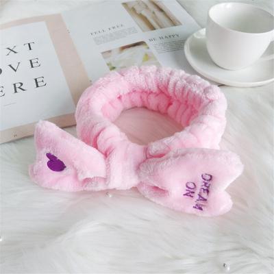 China New Love Customization Bowknot Plush Headband Heart Shaped Ladies Soft Wholesale Korean Embroidery Headband Wash Headband for sale