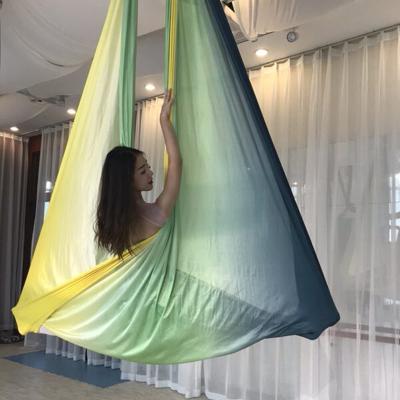 China Best Gradient Color Adult Flying Yoga Low Bed Stretch Aerial Yoga Hammock Swing for sale