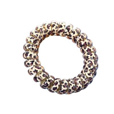 China Women Wholesale Fashion Cute Elastic Leopard Plastic Telephone Wiring Hair Band Girl Hair Tie With Box for sale