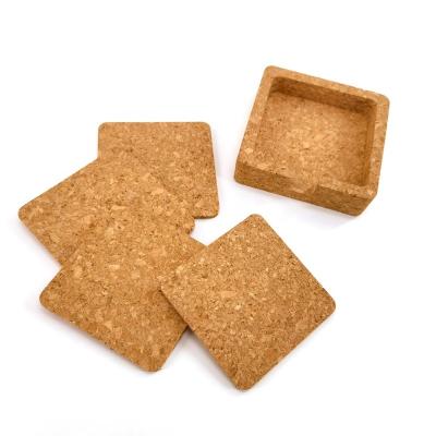 China Cork Mat Tea Coffee Cup Square Non-Slip Viable Cork Coaster Set with BSCI Support and FSC Factory for sale