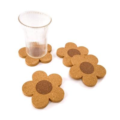 China Viable Hot Sale Flower Shape Wood Cork Coasters Sublimation Wooden Coaster For Drinks Heat Insulation Cup Mat Pad for sale