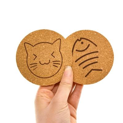 China Wholesale Nature Viable DIY Logo Cork Coasters Set Viable Round Drinks Coaster For Home Bar Kitchen Cafe 2PCS/SET for sale