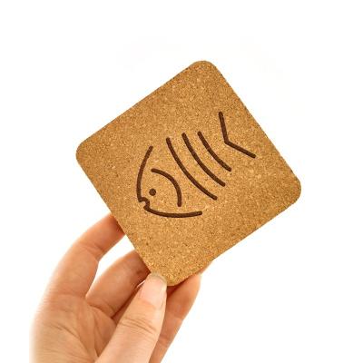 China Viable Cheap Gifts Personalized Beer Square Cork Coaster Heat Resistant Natural Cork Drink Coasters Trivets Cup Mat For Coffee for sale