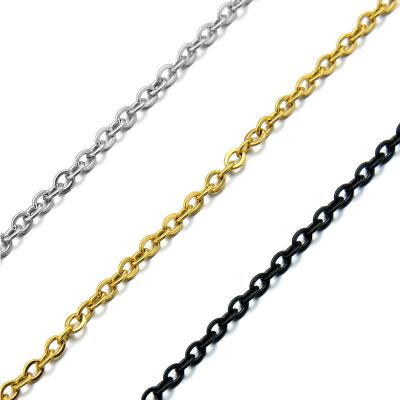 China Women's Crucible Polished Stainless Steel Curb Chain Necklace / Black Plated Gold Punks for sale