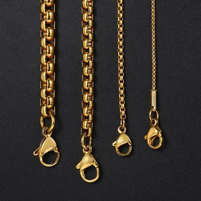 China 2-5mm Box Chain Punk Necklaces For Women Gold Color Mens Necklace Stainless Steel 2018 Fashions Jewelry Wholesale for sale