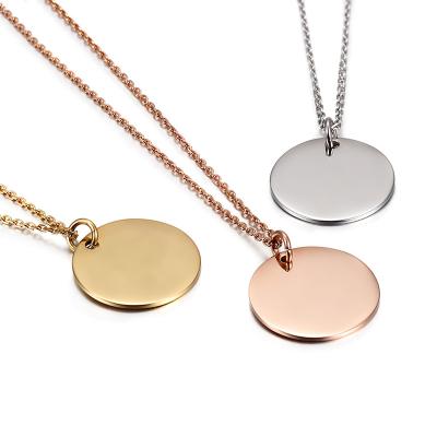 China Simple Personalized Simple Jewelry Gold Necklace Round Disc Square Gold Plated Necklace For Women for sale