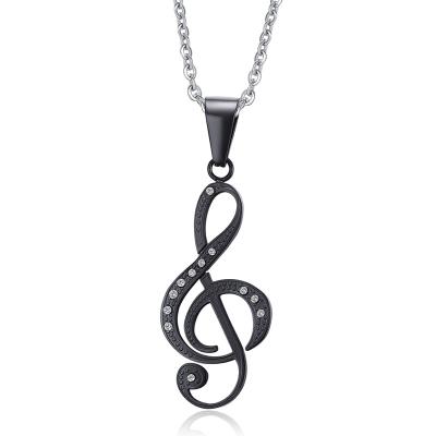 China Simple Treble Clef Necklace For Women Men Women Music G Clef Symbol Stainless Steel Pendant Necklace 3 Colors for sale