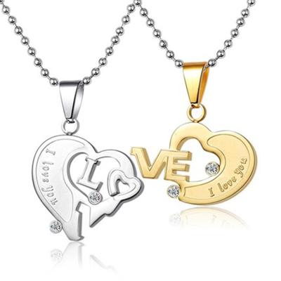 China Couple Heart Shape Necklace For Women Men Couples Necklaces Lover Pendant Jewelry for sale