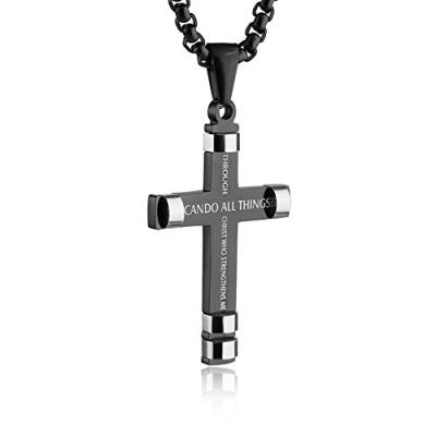 China Factory Wholesale Religion Factory Wholesale Mens Stainless Steel Bible Cross Necklace for sale