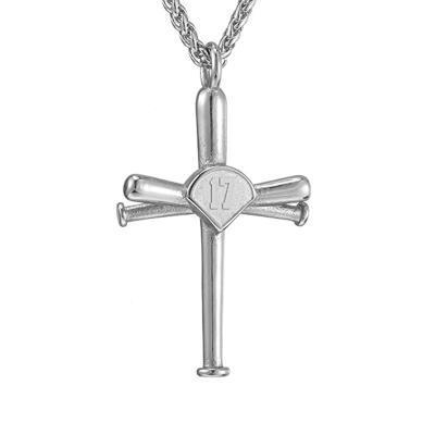 China Christian Baseball Necklace Sports Cross Initial Number 0-99 Necklace and Number for sale