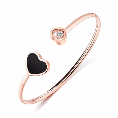 China Simple Gift Jewelry Stainless Steel Elasticity Cuff Heart Shape Bangle Bracelet for sale