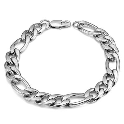 China Simple Mens Stainless Steel Bracelet 5mm Chain Bracelet 11mm Silver Biker Bracelet for sale