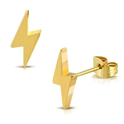 China Fashion Stainless Steel Lightning Bolt Instant Thunder Button Stud Post Earrings for sale