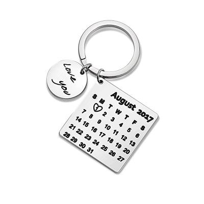 China Custom Special Occasional Date Calendar Stainless Steel Key Chain for sale