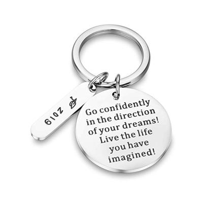 China Simple Graduation Gift Jewelry Stainless Steel Key Chain Inspirational for sale