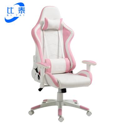 China (Size)Adjustable Hot Sale Girl Gaming Chair White / Office Pink Racing Chair for sale