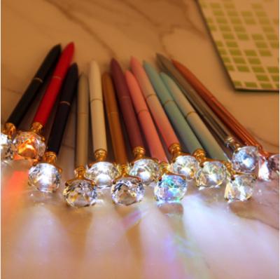 China office & School Pen Hot Selling Multi-functional Luminous Light Luminous Ballpoint Pen With Customizable Logo Diamond Crown Led Pen for sale