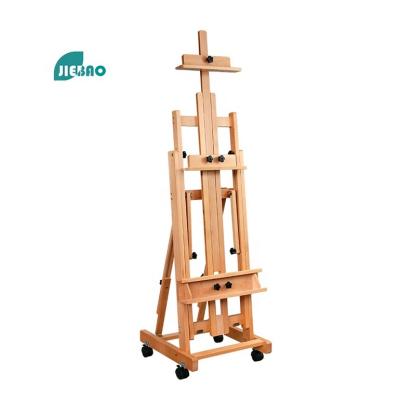 China Jiebao 2022 Hot Sale High Quality Wooden Art Multifunctional Explosive Models Adjustable Folding French Easel Painting Easel On Wheels for sale