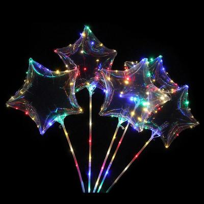 China Gift Toy 19inch Led Transparent Bobo Balloon Unicorn Heart Star Christmas Tree Balloon For Birthday Party for sale