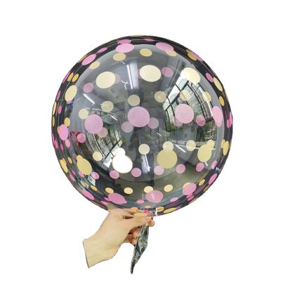 China Gift Toy New 18inch Dot Double BobbleBall Printing Transparent Printing Party Birthday Wedding Decoration Ball Balloon Wholesale for sale