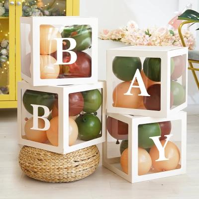 China Hot Selling Box Sale Baby Shower Party Decorations Baby Shower Balloon Blocks Gold DIY Balloon Transparent Balloon Box for sale