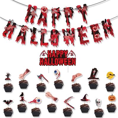 China Beautiful New Colorful Original Halloween Party Banner Cake Card Decoration for sale