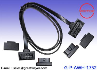 China OBD OBD2 Wire Harness Extension Cable , Long Male To Female OBD 2 GPS Flat Wire for sale