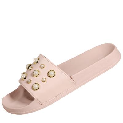 China Fashion Trend Designer Woman Summer Pearl Slipper, Custom Logo Comfortable Women's Soft Slippers, Wholesale Slippers For Women for sale