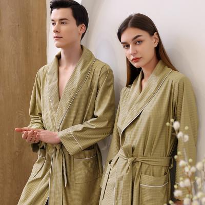 China Loungewear Breathable High Quality Soft Long Mercerized Pajamas Women Hotel Waffle Bathrobe Breathable Long Robes for sale