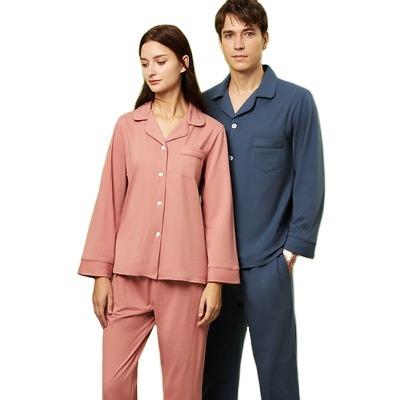 China 100% Breathable Cotton Pajamas For Couples Style Husband And Wife Fashion Couples Natural Cheap Pajamas for sale