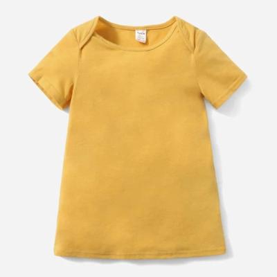 China Breathable High Quality Custom Basic Baby Dresses Comfortable Short Sleeve Infants Toddler Summer Tee Dress Kids Girl Dress Cotton Baby Clothes for sale